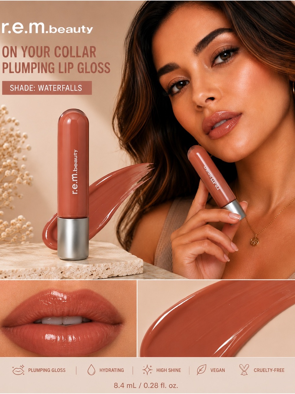 r.e.m. beauty On Your Collar Plumping Lip Gloss – Waterfalls